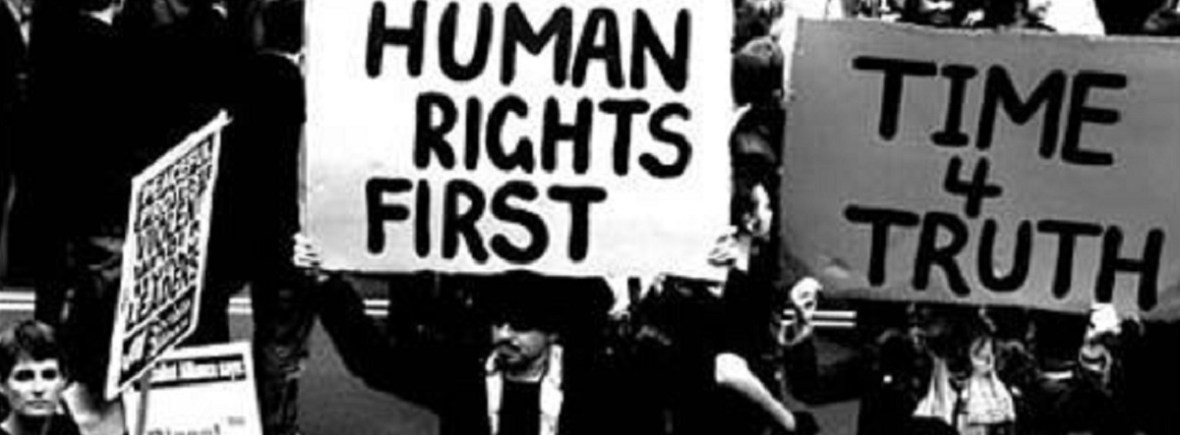 Crowd inprotest for human rights