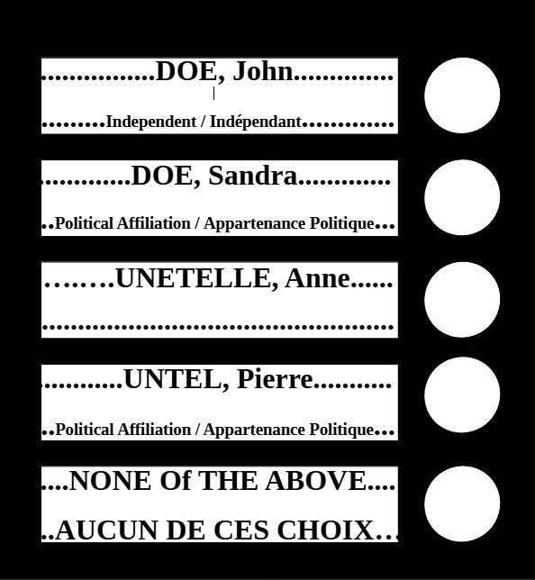 Example of a ballot with the "None of the Above" option added at the bottom